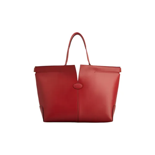 TOD'S DI Телячья кожа Тоут Сумка Сумка для покупок Сумка среднего размера Женская Красная