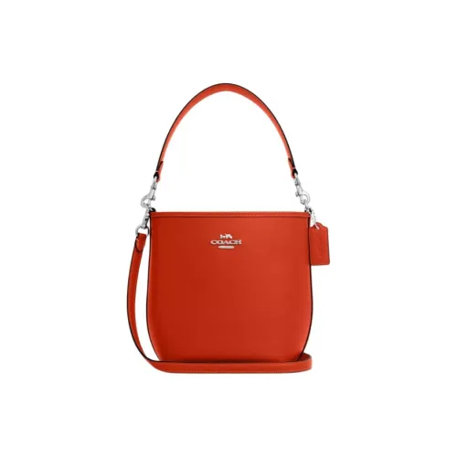 COACH Городская двойная сумка из кожи ведрообразной формы портативная сумка через плечо маленькая сумка через плечо для женщин темно-оранжевый