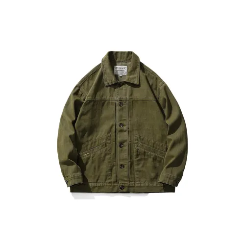 GELANLU Denim Jacket Men's Army Green