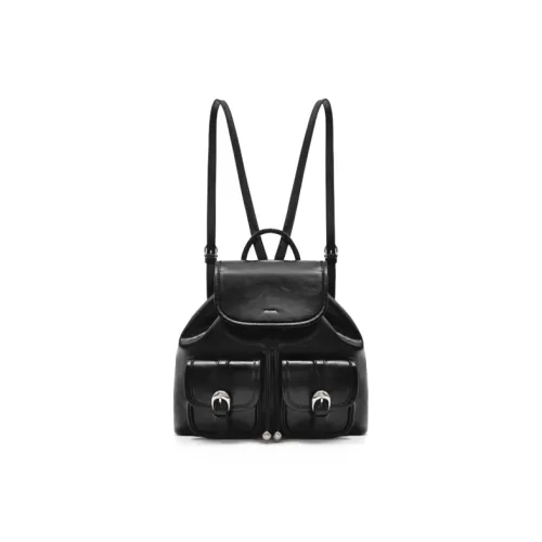 MUVA Рюкзак из коровьей кожи средний женский сумеречный черный лунный камень серебряный