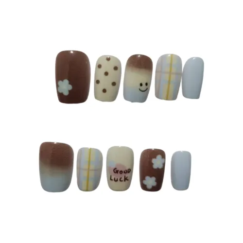 SHANGSHIQIN Мультяшный Градиентный Мягкий Милый Детский Веселый False Nail 20 мм Короткий LADDER Синий Градиентный