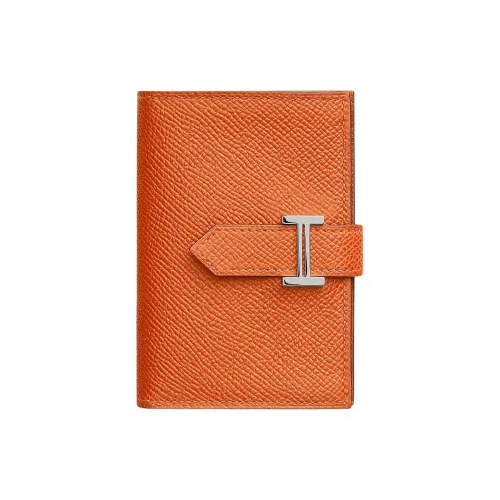 HERMES Bearn Epsom Телячья кожа Держатель для карт Стандартный Женские 93 Оранжевый Hermes