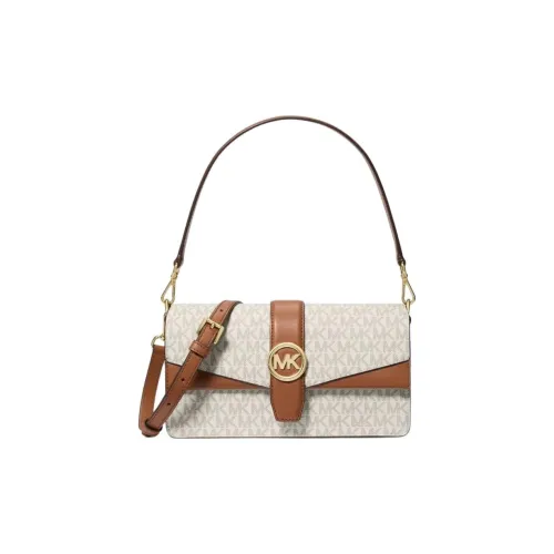 MICHAEL KORS Greenwich Искусственная кожа Сумка через плечо Средняя Женская Ванильный Белый и Коричневый Жалудь