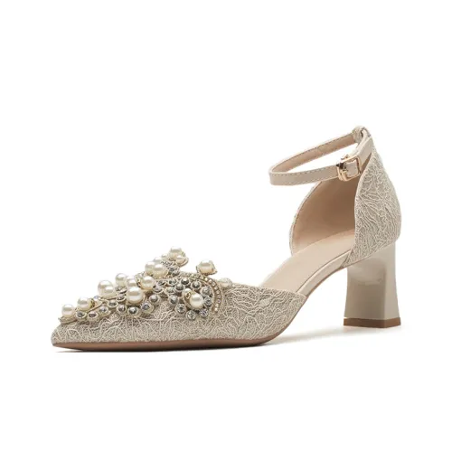 Zubumei Грубый каблук Высокие каблуки Женские Шампанское