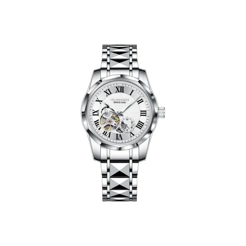 GUANQIN Автоматический Механический Механизм Вольфрамовая Сталь Ремешок Часы Унисекс Белый Циферблат