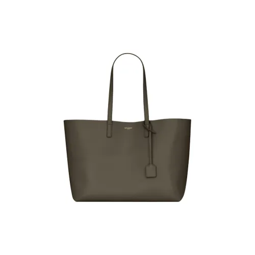 SAINT LAURENT Коровья кожа Спилок Сумка-тоут Сумка для покупок Сумка через плечо Большая Женская Светлый цвет мускуса