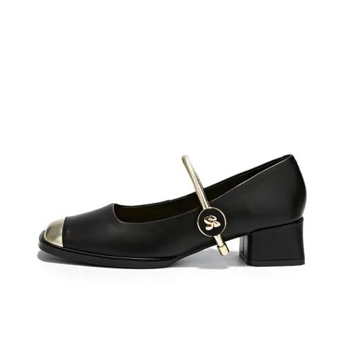 ST SAT Квадратный каблук Mary Jane Женские туфли