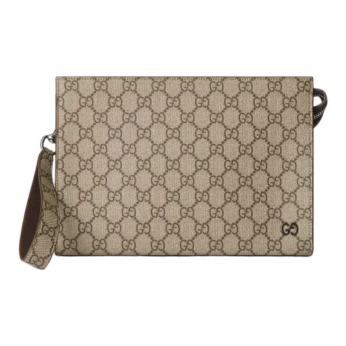 GUCCI Supreme Холст Клатч Женский Бежевый и Эбеновое дерево