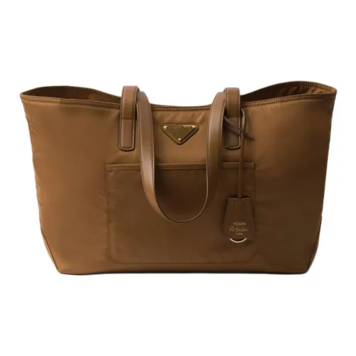 PRADA RE Edition Переработанный Нейлон Тоут Сумка Сумка для покупок Сумка на плечо Средний Женская Цвет коньячный