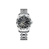 Белый корпус, черный циферблат, стальной браслет.