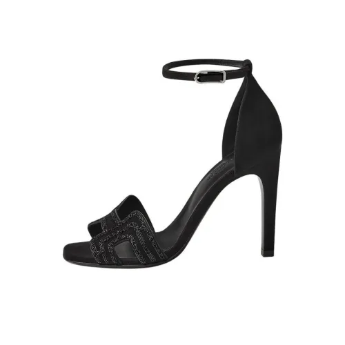 HERMES Joy One Sandals Strap 10,5cm Women's Black