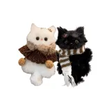 Черный шарф кошка + белый плащ кошка [Материал упаковка]