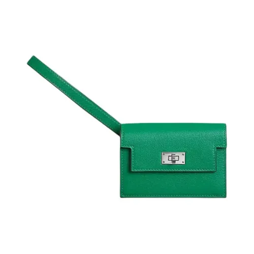 HERMES Kelly Pocket Chamkila шевро Кошелек Женские 6W Menthe Мятно-зеленый