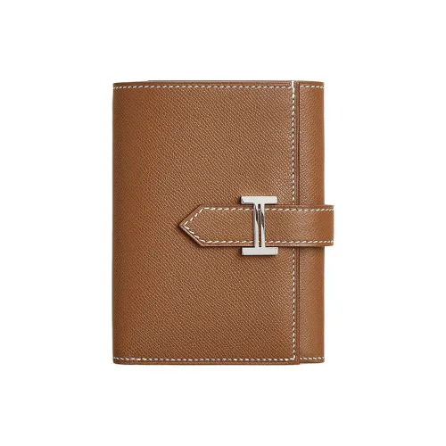 HERMES Bearn Madame Телячья кожа Кошелек Женские 37 Золотисто-коричневый