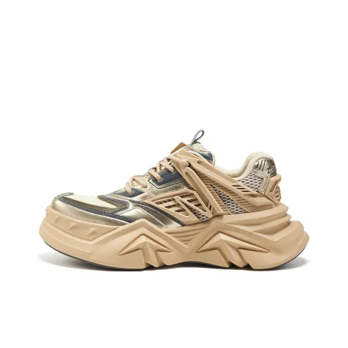 OGR Broken Wind To The Fore Амортизация Устойчивый к истиранию Дышащий Низкий Топ Кроссовки с толстой подошвой Унисекс Шампанское золото