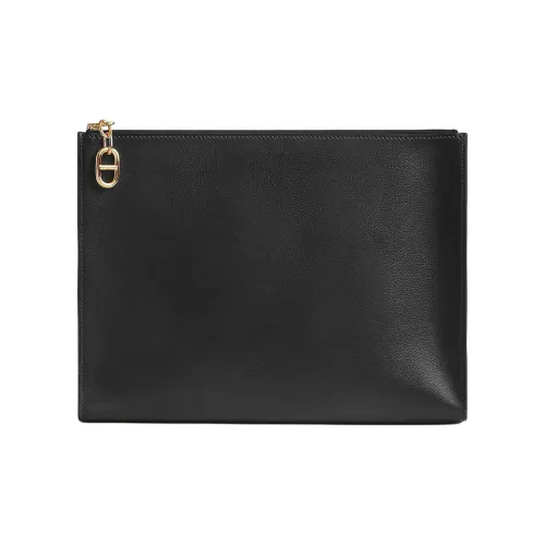 HERMES ZipengoChaine D'Ancre Телячья кожа Клатч Большой Мужской 89 Черный