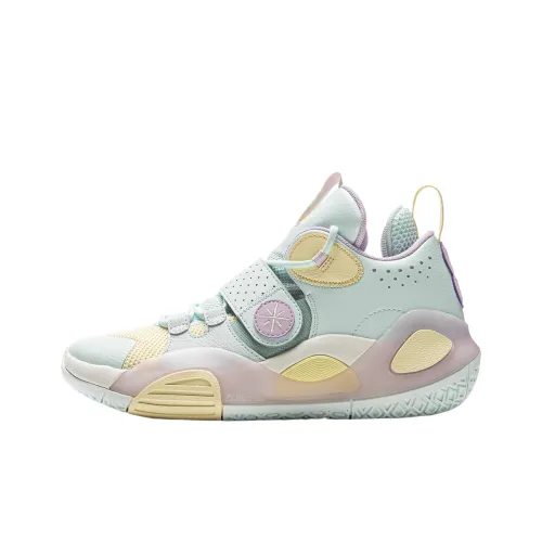 LINING YOUNG Баскетбольные кроссовки для детей высокие песочного цвета ледяного синего карандашного желтого цвета унисекс