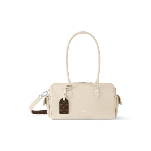 LOUIS VUITTON Speedy Блестящая овчина Сумка для боулинга Сумка на плечо Сумка женская Ванильный