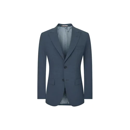 SAINT ANGELO Бизнес-костюм мужской дымчатый темно-синий с клеткой и узором в стиле валлийской клетки