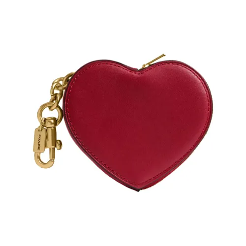 COACH Сердце Кожа Мелочь Кошелек Мини Женский Красный