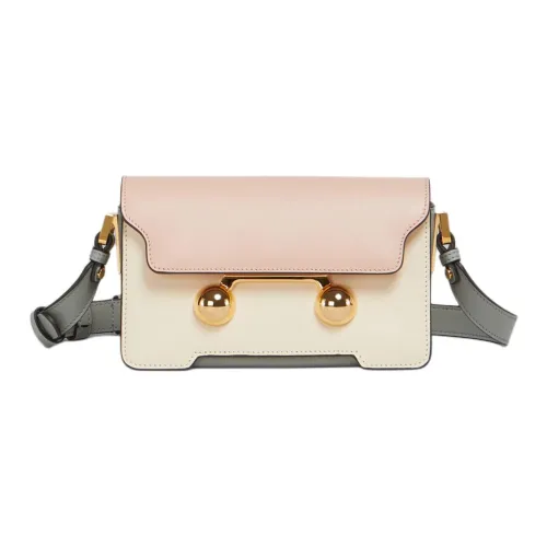 MARNI Trunkaroo Коровья кожа Сумка через плечо Сумка на плечо Мини Женская Белая и Розовая