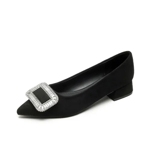 QITUMAUL Грубый каблук Высокие каблуки 3 см Женские Черный