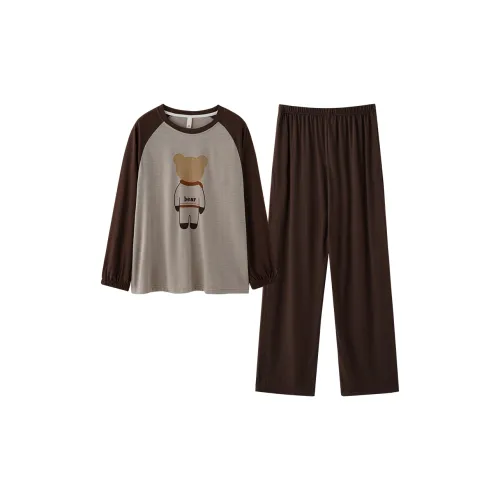 XIAFENYAN Пижамный комплект женский коричневый