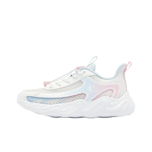 QIAODAN Slip-resistant Abrasion-resistant Low Top Детские беговые кроссовки Jordan Белый Весенний Синий