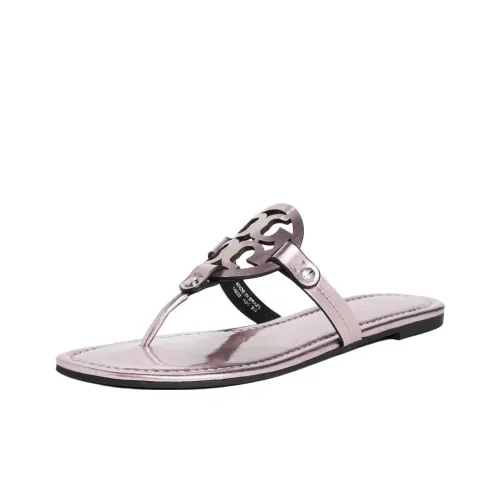 TORY BURCH Miller Шлепанцы Женские Металлический Розовый