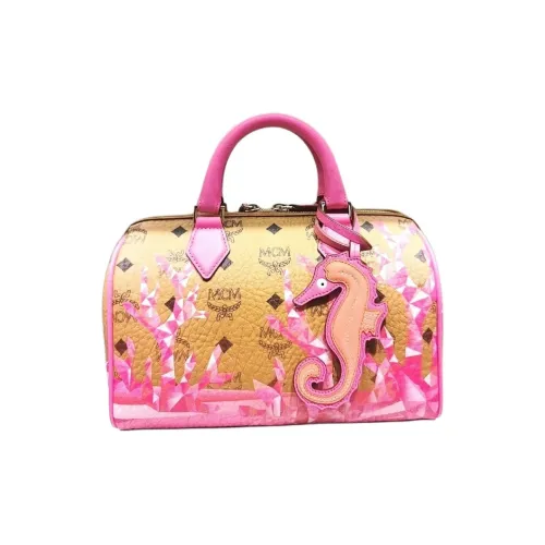 MCM Классический узор искусственная кожа сумка Boston сумка через плечо сумка маленькая женская розовая