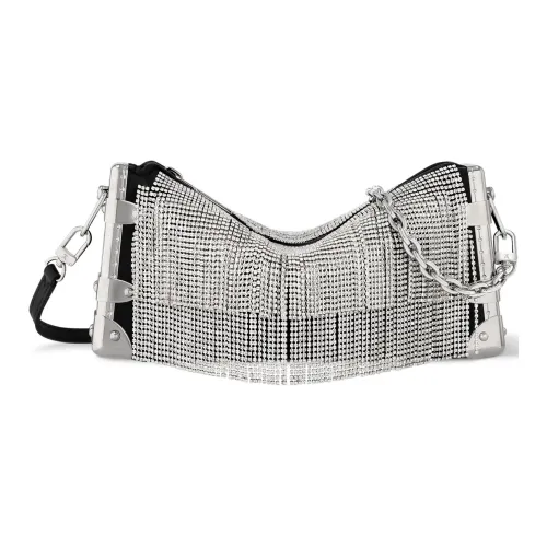 LOUIS VUITTON Slim Trunk Телячья кожа Сумка через плечо Сумка на плечо Женская Черный Серебряный