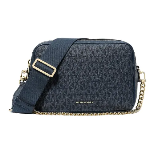 MICHAEL KORS Bryant Покрытый холст Camera Сумка Сумка через плечо Сумка на плечо Средняя Женская Темно-синий