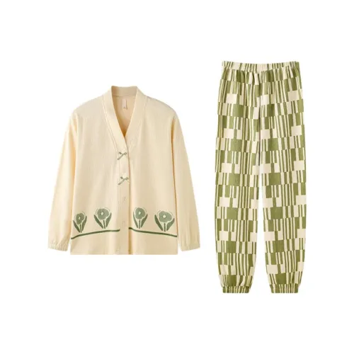 ZAO FU NIAO Пижамный комплект женский цвет матча зеленый