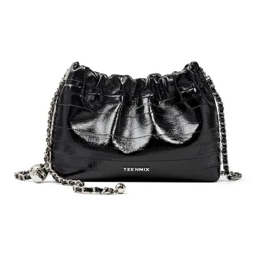 Teenmix Сумка из коровьей кожи с цепочкой сумка через плечо обычная женская черный экрю