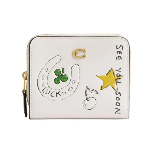 COACH Essential Утонченный Телячья кожа Кошелек Мини Женские Латунь и Меловый Разноцветный