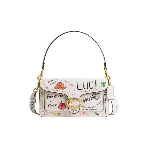 COACH Tabby Дубленая кожа Перчатка Одно плечо Сумка Большая Женская Латунь и Меловые Разноцветные