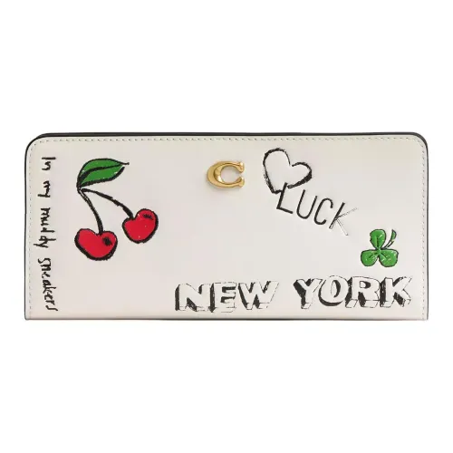 COACH Essential Утонченный Телячья кожа Кошелек Мини Женские Латунь и Меловый Разноцветный