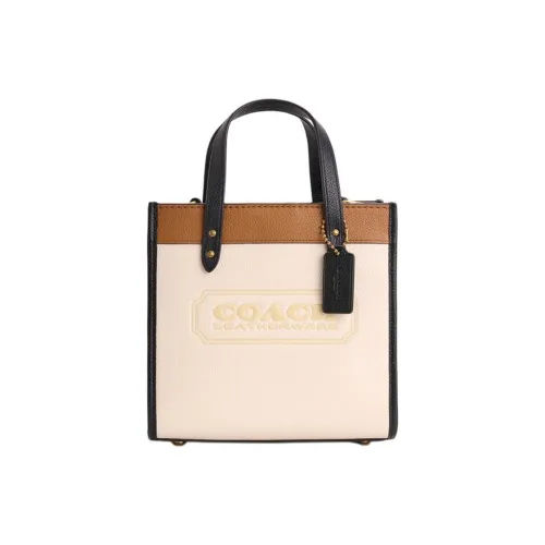 COACH Коровья кожа Тоут Сумка Сумка для покупок Сумка на плечо Сумка Маленькая Женская Мел Белый