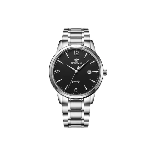 TIANWANG Кварцевый механизм нержавеющая сталь ремешок унисекс черный циферблат