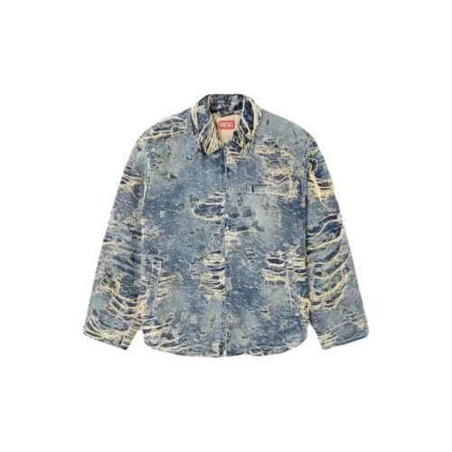 DIESEL Blue Men's Denim Jackets DIESEL Синий Мужской Джинсовые Куртки