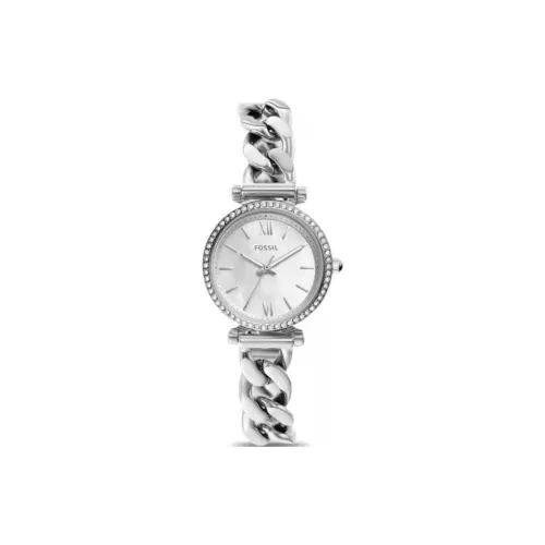 FOSSIL Carlie Mini Collection Женские Кварцевые Наручные Часы Ремешок из Нержавеющей Стали 28 мм Серебристый Циферблат