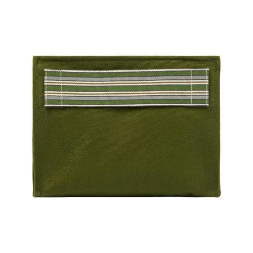 Loro Piana Canvas Сумка Clutch Женская Матча Пудра и Седло Коричневый