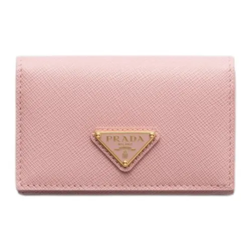 PRADA Saffiano Телячья кожа Держатель для карт Стандартный Женский Персиковый