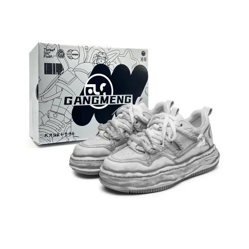 Hong Kong Meng Slip-Resistant Waterproof And Breathable Скейтборд Кроссовки Low-Top Унисекс Потертый Белый