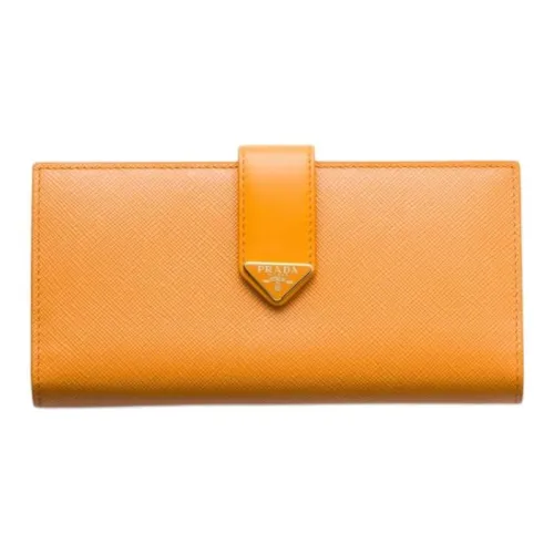 PRADA Гладкая кожа Кошелек Большой Женский Янтарь