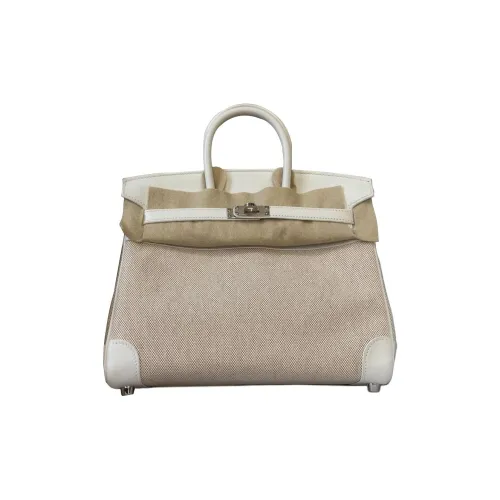 HERMES Birkin Swift Кожа с Цвет холста Сумка Birkin Сумка Женские Новый Белый