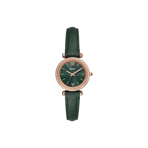 FOSSIL Carlie Collection Women's Watch Кварцевый механизм Кожаный ремешок 28 мм Зеленый циферблат