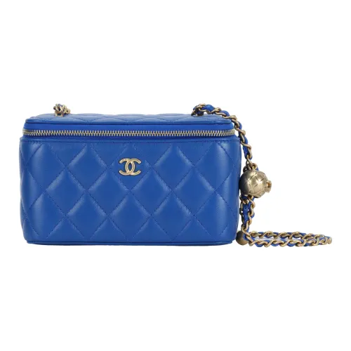 CHANEL Овчина Клатч Длинный Сумка для коробок Сумка через плечо Женская Синяя