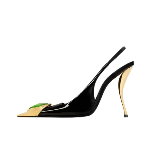 SAINT LAURENT LOULOU Узкий каблук Высокие каблуки 11 см Женские Черный Зеленый