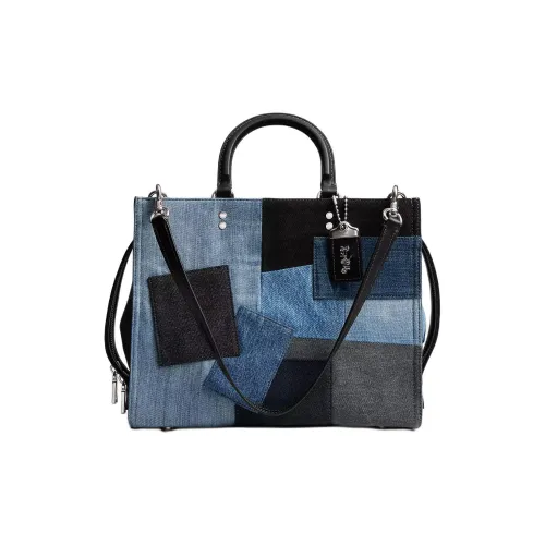 COACH Rogue Denim Сумка через плечо Сумка Большая Женская Синяя и Черная